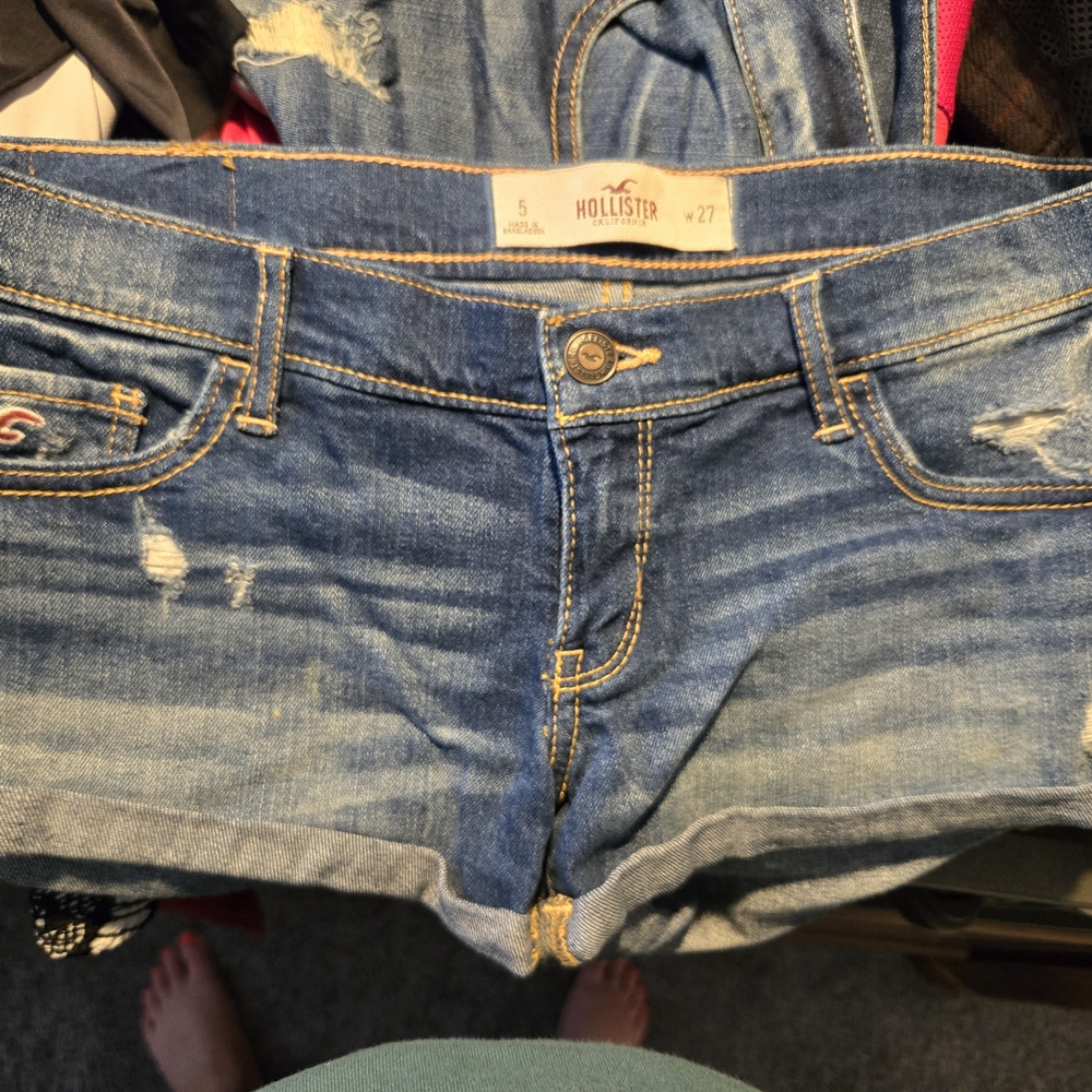 Hollister Distressed Blue Denim Shorts